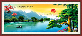 迎客松山水画