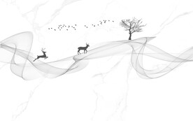 晶瓷画水墨线条抽象画大理石纹