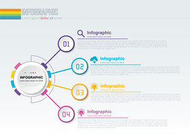商务PPT四个分项圆形信息图表