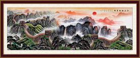 泰山日出长城风景画