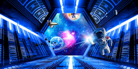 3D立体宇航员太空舱背景墙