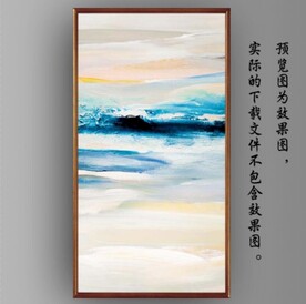 北欧风抽象大海油画玄关装饰画