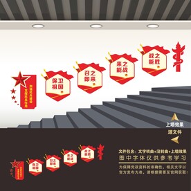 楼梯间楼道民兵之家文化墙