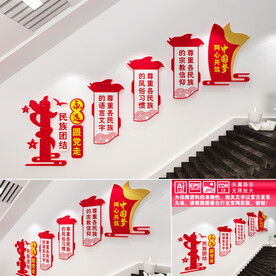 民族团结楼道文化墙