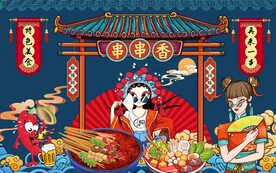 串串国潮背景图片