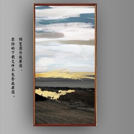 抽象金色水墨玄关装饰油画