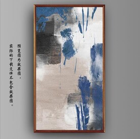 侘寂风抽象蓝色水墨装饰油画