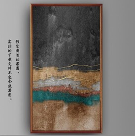 抽象金色几何玄关装饰油画