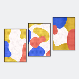 现代抽象红黄蓝色块肌理装饰画