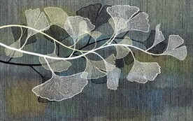 现代轻奢简约手绘银杏背景墙