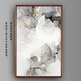 新中式金色水墨烟雾玄关装饰画