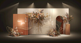 橘色简约秋色迎宾区主题婚礼