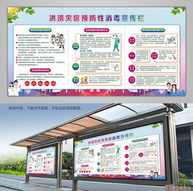 洪涝灾区预防性消毒宣传栏展板
