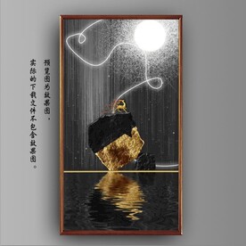 光影抽象金色麋鹿风景装饰画