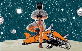 卡通宇航员儿童背景墙