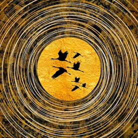 太阳飞鸟新中式装饰画天顶画