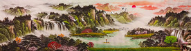 旭日东升山水画