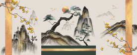 轻奢装饰画 水墨山水画