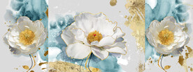 轻奢装饰画 油画 白色花朵