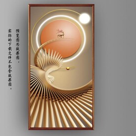 光影抽象几何麋鹿风景玄关装饰画