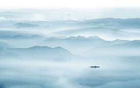 新中式山水画电视背景墙