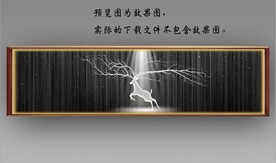 光影月色麋鹿山水床头画