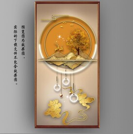 光影抽象几何麋鹿风景玄关装饰画