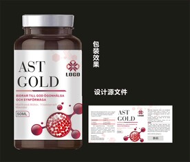 虾青素包装效果图和平面图 