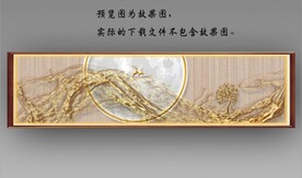 新中式抽象金色麋鹿山水床头画