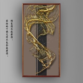 3D抽象金色飘带玄关装饰画