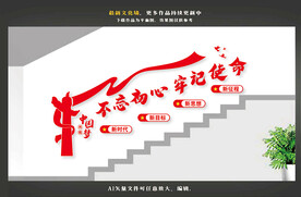 不忘初心牢记使命楼道墙