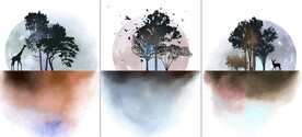 装饰画 长颈鹿 树
