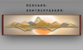 新中式抽象金色麋鹿山水床头画