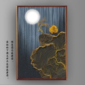 抽象麋鹿山水风景玄关装饰画
