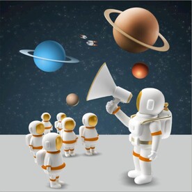 北欧风卡通宇航员儿童房装饰画