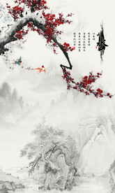 竖幅山水画