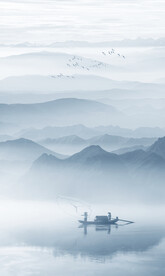 竖幅山水画 