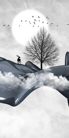 轻奢装饰画 月夜 麋鹿