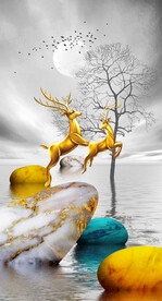 轻奢装饰画 石头麋鹿