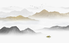 新中式山水背景墙