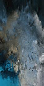 蓝灰抽象色块笔触拼接油画玄关