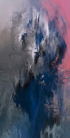 灰粉色抽象色块笔触拼接油画玄关