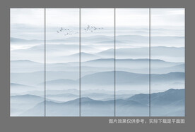 屏风水墨山水画