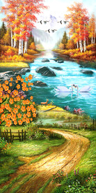 油画流水风景玄关