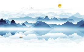 远山群山水墨山水画