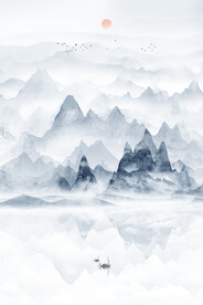 竖幅山水画