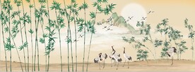 新中式仿古山水竹林背景墙壁画