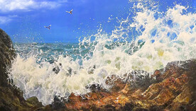 海浪风景油画