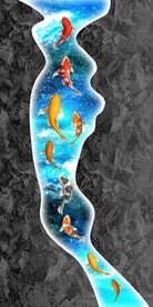 意境九鱼图抽象砂岩玄关