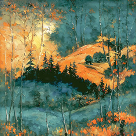 油画 山林